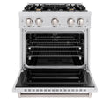 ZLINE 30 in. 4.2 cu. ft. Classic Dual Fuel Range with Gas Cooktop and Electric Convection Oven in DuraSnow® Stainless Steel with 4 Brass Burners (CDRS-BR-30)