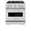 ZLINE 30 in. 4.2 cu. ft. Classic Dual Fuel Range with Gas Cooktop and Electric Convection Oven in DuraSnow® Stainless Steel with 4 Brass Burners (CDRS-BR-30)