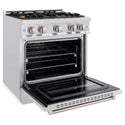 ZLINE 30 in. 4.2 cu. ft. Classic Dual Fuel Range with Gas Cooktop and Electric Convection Oven in DuraSnow® Stainless Steel with 4 Brass Burners (CDRS-BR-30)