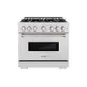 ZLINE 36 in. 5.2 cu. ft. Classic Dual Fuel Range with Gas Cooktop and Electric Convection Oven in DuraSnow® Stainless Steel with 6 Brass Burners (CDRS-BR-36)