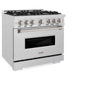 ZLINE 36 in. 5.2 cu. ft. Classic Dual Fuel Range with Gas Cooktop and Electric Convection Oven in DuraSnow® Stainless Steel with 6 Brass Burners (CDRS-BR-36)