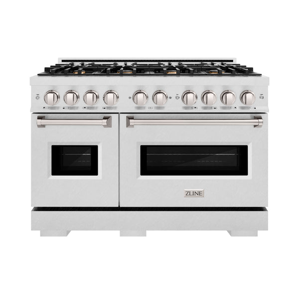 ZLINE 48 in. 6.7 cu. ft. Classic Double Oven Dual Fuel Range in DuraSnow® Stainless Steel with 8 Brass Burners (CDRS-BR-48)