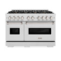 ZLINE 48 in. 6.7 cu. ft. Classic Double Oven Dual Fuel Range in DuraSnow® Stainless Steel with 8 Brass Burners (CDRS-BR-48)