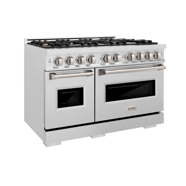 ZLINE 48 in. 6.7 cu. ft. Classic Double Oven Dual Fuel Range in DuraSnow® Stainless Steel with 8 Brass Burners (CDRS-BR-48)