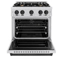 ZLINE Autograph Edition 30 in. 4.2 cu. ft. Classic Dual Fuel Range with 4 Burner Gas Cooktop and Electric Convection Oven in DuraSnow® Stainless Steel with Matte Black Accents (CDRSZ-30-MB)