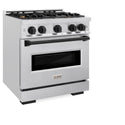 ZLINE Autograph Edition 30 in. 4.2 cu. ft. Classic Dual Fuel Range with 4 Burner Gas Cooktop and Electric Convection Oven in DuraSnow® Stainless Steel with Matte Black Accents (CDRSZ-30-MB)