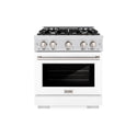 ZLINE 30 in. 4.2 cu. ft. Select Dual Fuel Range with 4 Burner Gas Cooktop and Electric Convection Oven in DuraSnow® Stainless Steel with White Matte Door (HDRS-WM-30)