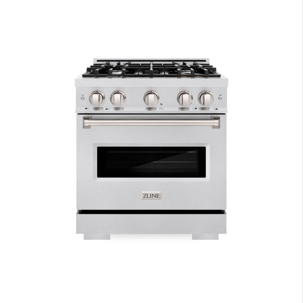 ZLINE 30 in. 4.2 cu. ft. Classic Gas Range with 4 Burner Cooktop and Convection Gas Oven in DuraSnow® Stainless Steel (CGRS-30)