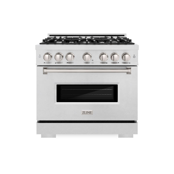 ZLINE 36 in. 5.2 cu. ft. Classic Gas Range with 6 Burner Cooktop and Convection Gas Oven in DuraSnow® Stainless Steel (CGRS-36)