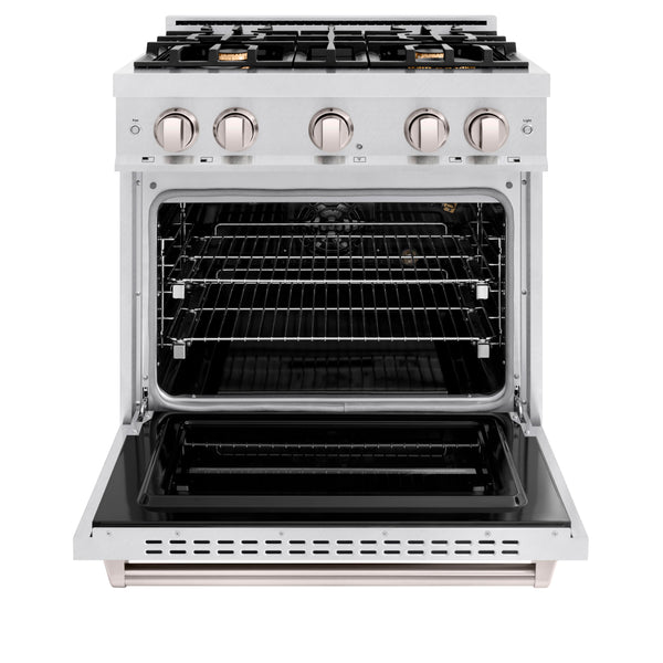 ZLINE 30 in. 4.2 cu. ft. Classic Gas Range with Convection Gas Oven in DuraSnow® Stainless Steel with 4 Brass Burners (CGRS-BR-30)