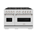 ZLINE 48 in. 6.7 cu. ft. Classic Double Oven Gas Range in DuraSnow® Stainless Steel with 8 Brass Burners (CGRS-BR-48)