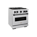 ZLINE Autograph Edition 30 in. 4.2 cu. ft. Classic Gas Range with 4 Burner Cooktop and Convection Gas Oven in DuraSnow® Stainless Steel and Matte Black Accents (CGRSZ-30-MB)