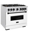 ZLINE Autograph Edition 36 in. 5.2 cu. ft. Classic Gas Range with 6 Burner Cooktop and Convection Gas Oven in DuraSnow® Stainless Steel with White Matte Door and Matte Black Accents (CGRSZ-WM-36-MB)