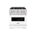 ZLINE 30 in. 4.2 cu. ft. Classic Dual Fuel Range with 4 Burner Gas Cooktop and Electric Convection Oven in DuraSnow® Stainless Steel with White Matte Door (CDRS-WM-30)