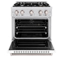 ZLINE 30 in. 4.2 cu. ft. Classic Dual Fuel Range with 4 Burner Gas Cooktop and Electric Convection Oven in DuraSnow® Stainless Steel with White Matte Door (CDRS-WM-30)