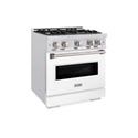 ZLINE 30 in. 4.2 cu. ft. Classic Dual Fuel Range with 4 Burner Gas Cooktop and Electric Convection Oven in DuraSnow® Stainless Steel with White Matte Door (CDRS-WM-30)