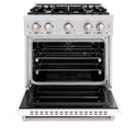 ZLINE 30 in. 4.2 cu. ft. Classic Gas Range with 4 Burner Cooktop and Convection Gas Oven in DuraSnow® Stainless Steel with White Matte Door (CGRS-WM-30)