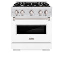 ZLINE 30 in. 4.2 cu. ft. Classic Gas Range with 4 Burner Cooktop and Convection Gas Oven in DuraSnow® Stainless Steel with White Matte Door (CGRS-WM-30)