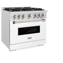 ZLINE 36 in. 5.2 cu. ft. Classic Gas Range with 6 Burner Cooktop and Convection Gas Oven in DuraSnow® Stainless Steel with White Matte Door (CGRS-WM-36)