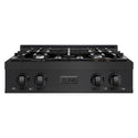 ZLINE 30 in. Classic Gas Rangetop with 4 Burners and Porcelain Cooktop in Black Stainless Steel (RTB2-30)