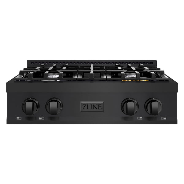 ZLINE 30 in. Classic Gas Rangetop with 4 Burners and Porcelain Cooktop in Black Stainless Steel (RTB2-30)