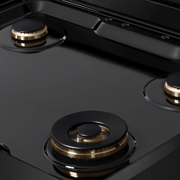 ZLINE Autograph Edition 30 in. Legacy Gas Rangetop with 4 Burners and Porcelain Cooktop in Black Stainless Steel with Champagne Bronze Accents (RTBZ-30-CB)