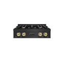 ZLINE Autograph Edition 30 in. Legacy Gas Rangetop with 4 Burners and Porcelain Cooktop in Black Stainless Steel with Champagne Bronze Accents (RTBZ-30-CB)