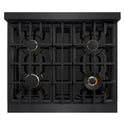 ZLINE Autograph Edition 30 in. Classic Gas Rangetop with 4 Burners and Porcelain Cooktop in Black Stainless Steel with Polished Gold Accents (RTBZ-30-G)