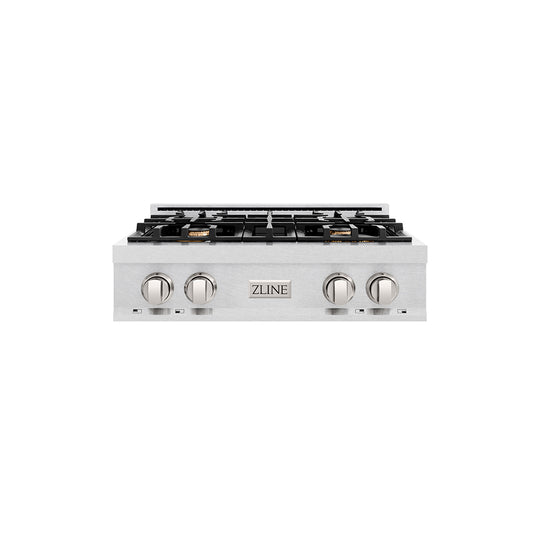 ZLINE 30 in. Legacy Gas Rangetop with 4 Brass Burners and Porcelain Cooktop in Satin Stainless Steel (RTS-BR-30)