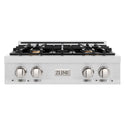 ZLINE 30 in. Legacy Gas Rangetop with 4 Brass Burners and Porcelain Cooktop in Satin Stainless Steel (RTS-BR-30)