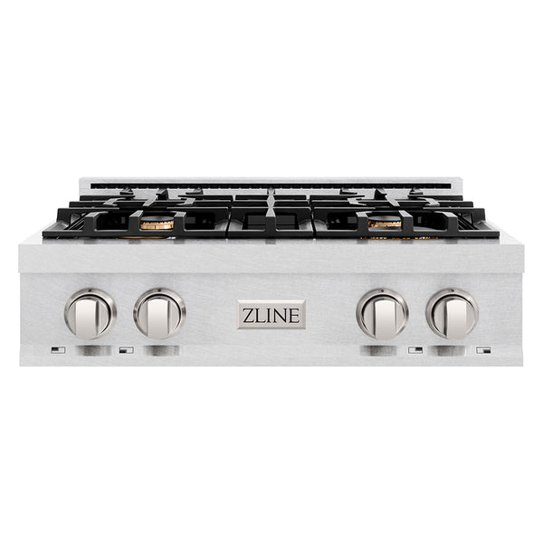 ZLINE 30 in. Legacy Gas Rangetop with 4 Brass Burners and Porcelain Cooktop in Satin Stainless Steel (RTS-BR-30)