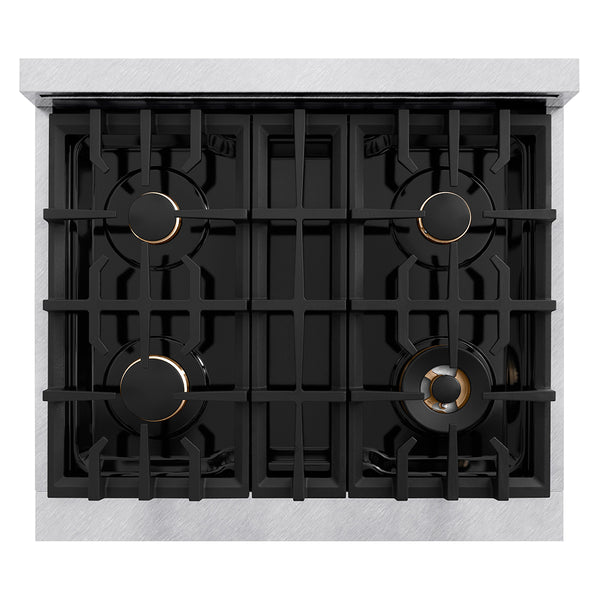 ZLINE 30 in. Legacy Gas Rangetop with 4 Brass Burners and Porcelain Cooktop in Satin Stainless Steel (RTS-BR-30)