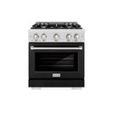 ZLINE 30 in. 4.2 cu. ft. Select Dual Fuel Range with 4 Burner Gas Cooktop and Electric Convection Oven in Satin Stainless Steel with Black Matte Door, Open Box-Great Condition