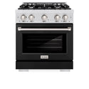 ZLINE 30 in. 4.2 cu. ft. Select Dual Fuel Range with 4 Burner Gas Cooktop and Electric Convection Oven in Satin Stainless Steel with Black Matte Door, Open Box-Great Condition