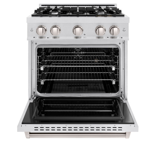 ZLINE 30 in. 4.2 cu. ft. Classic Dual Fuel Range with 4 Burner Gas Cooktop and Electric Convection Oven in Satin Stainless Steel, Open Box-Good Condition
