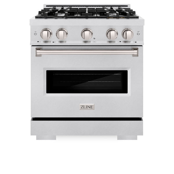 ZLINE 30 in. 4.2 cu. ft. Classic Dual Fuel Range with 4 Burner Gas Cooktop and Electric Convection Oven in Satin Stainless Steel, Open Box-Good Condition