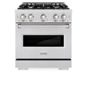 ZLINE 30 in. 4.2 cu. ft. Classic Dual Fuel Range with 4 Burner Gas Cooktop and Electric Convection Oven in Satin Stainless Steel, Open Box-Great Condition