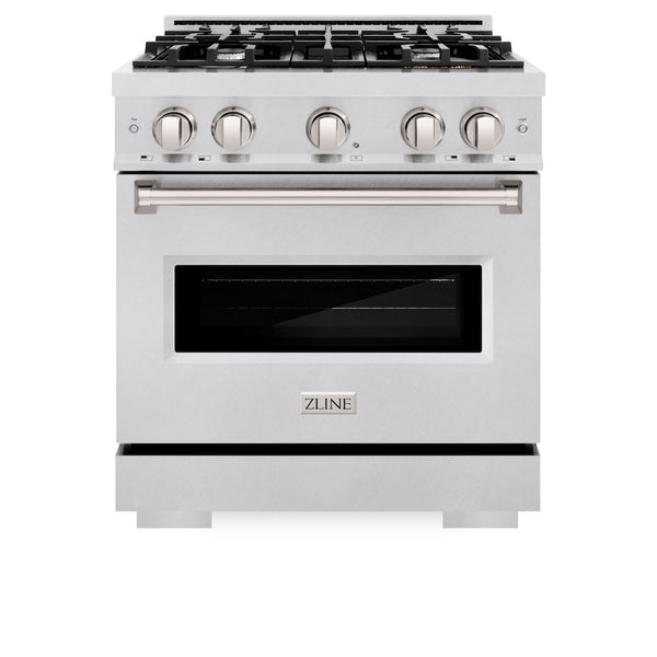 ZLINE 30 in. 4.2 cu. ft. Classic Dual Fuel Range with 4 Burner Gas Cooktop and Electric Convection Oven in Satin Stainless Steel, Open Box-Great Condition