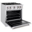 ZLINE 30 in. 4.2 cu. ft. Classic Dual Fuel Range with 4 Burner Gas Cooktop and Electric Convection Oven in Satin Stainless Steel, Open Box-Good Condition