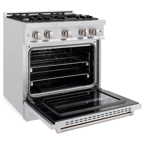 ZLINE 30 in. 4.2 cu. ft. Classic Dual Fuel Range with 4 Burner Gas Cooktop and Electric Convection Oven in Satin Stainless Steel, Open Box-Great Condition