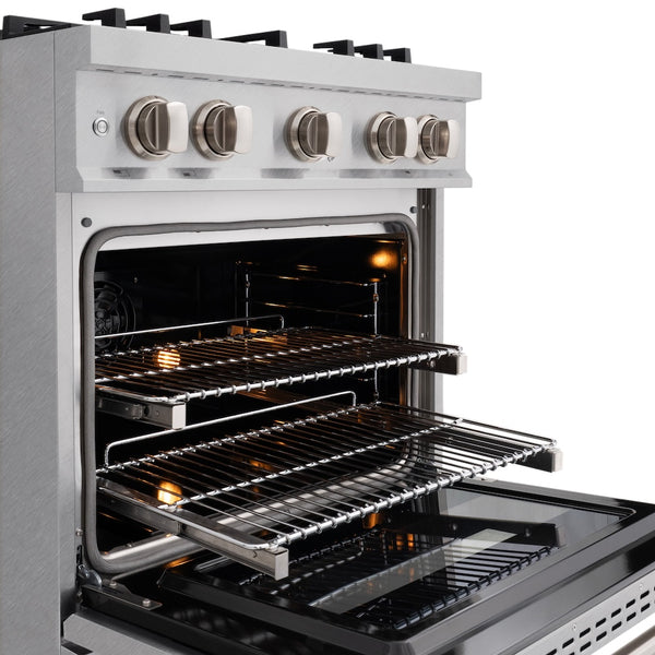 ZLINE 30 in. 4.2 cu. ft. Classic Dual Fuel Range with 4 Burner Gas Cooktop and Electric Convection Oven in Satin Stainless Steel, Open Box-Great Condition