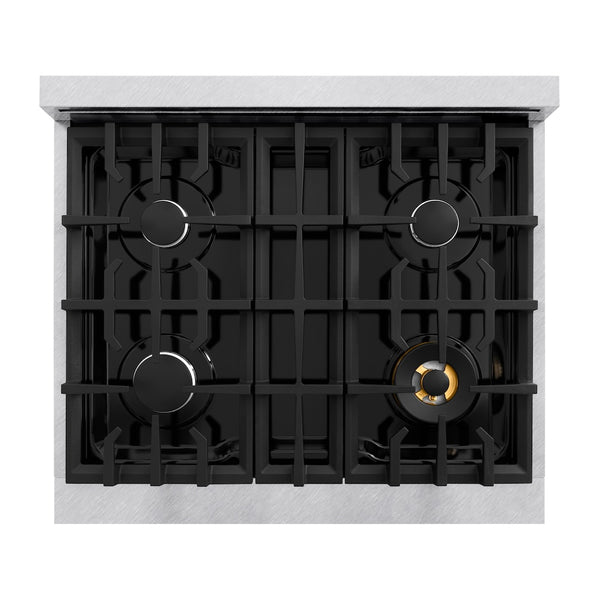 ZLINE 30 in. 4.2 cu. ft. Classic Dual Fuel Range with 4 Burner Gas Cooktop and Electric Convection Oven in Satin Stainless Steel, Open Box-Great Condition