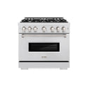 ZLINE 36 in. 5.2 cu. ft. Classic Dual Fuel Range with 6 Burner Gas Cooktop and Electric Convection Oven in Satin Stainless Steel, Open Box-Great Condition