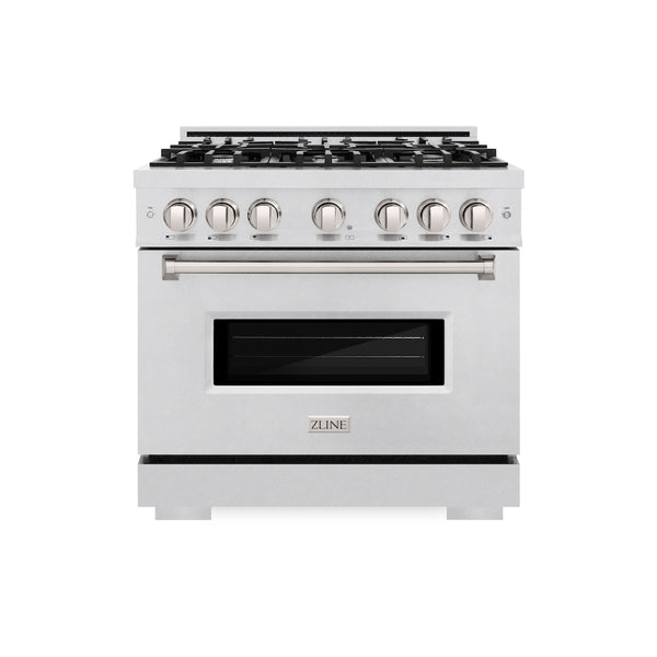 ZLINE 36 in. 5.2 cu. ft. Classic Dual Fuel Range with 6 Burner Gas Cooktop and Electric Convection Oven in Satin Stainless Steel, Open Box-Great Condition
