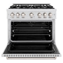 ZLINE 36 in. 5.2 cu. ft. Classic Dual Fuel Range with 6 Burner Gas Cooktop and Electric Convection Oven in Satin Stainless Steel, Open Box-Great Condition