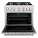 ZLINE 36 in. 5.2 cu. ft. Classic Dual Fuel Range with 6 Burner Gas Cooktop and Electric Convection Oven in Satin Stainless Steel, Open Box-Good Condition