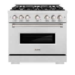ZLINE 36 in. 5.2 cu. ft. Classic Dual Fuel Range with 6 Burner Gas Cooktop and Electric Convection Oven in Satin Stainless Steel (CDRS-36)