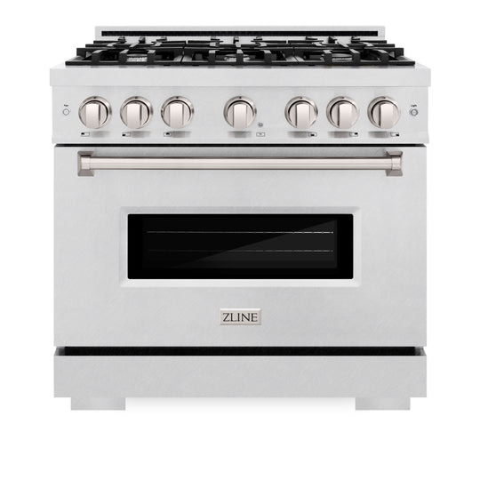 ZLINE 36 in. 5.2 cu. ft. Classic Dual Fuel Range with 6 Burner Gas Cooktop and Electric Convection Oven in Satin Stainless Steel (CDRS-36)