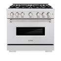 ZLINE 36 in. 5.2 cu. ft. Classic Dual Fuel Range with 6 Burner Gas Cooktop and Electric Convection Oven in Satin Stainless Steel, Open Box-Great Condition