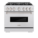 ZLINE 36 in. 5.2 cu. ft. Classic Dual Fuel Range with 6 Burner Gas Cooktop and Electric Convection Oven in Satin Stainless Steel, Open Box-Good Condition